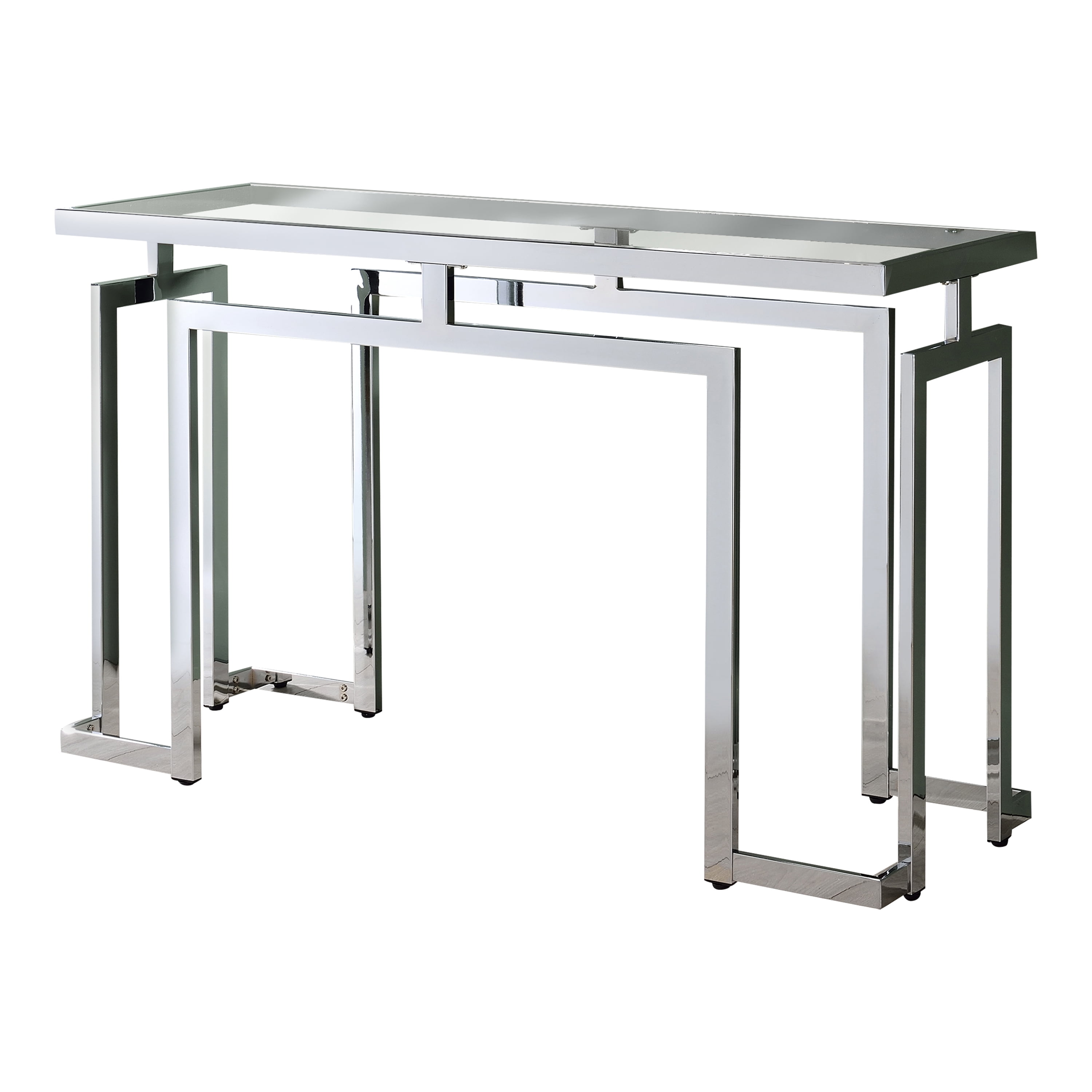 Furniture of America Gendry Glass Top Console Table, Chrome