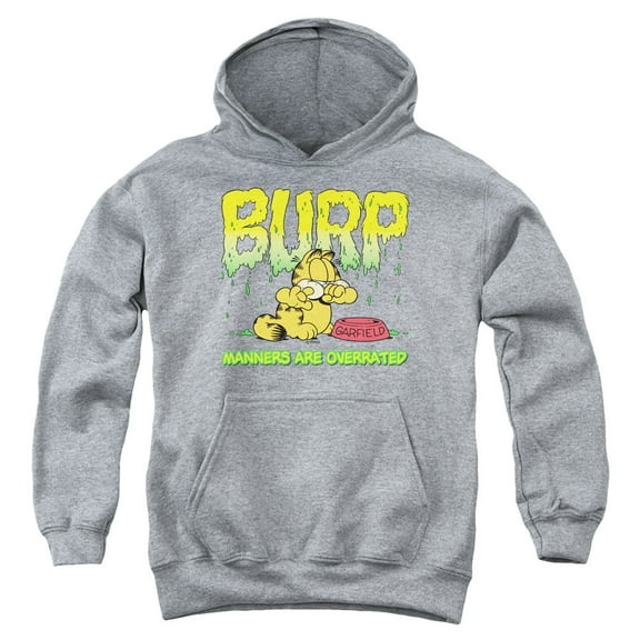 Garfield Manners Youth Pullover Hoodie Sweatshirt Heather