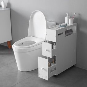 Bathroom Toilet Cabinet Drawer Stand Bath Space Saver Storage