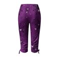 thumbnail image 5 of Feimerou Womens Capri Pants Drawstring Hem Knee Length Capris High Waisted Soft Stretch Yoga Pants Summer Casual Crop Beach Pants, 5 of 5