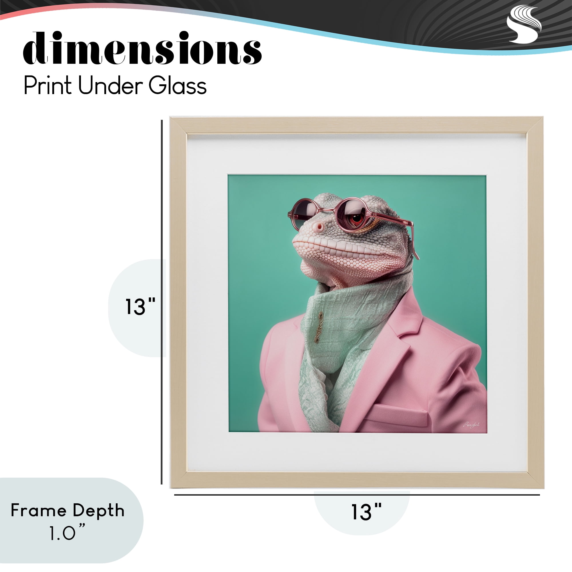 Stupell Industries Hipster Iguana Portrait Birch Framed Print Under Glass, design by Roozbeh
