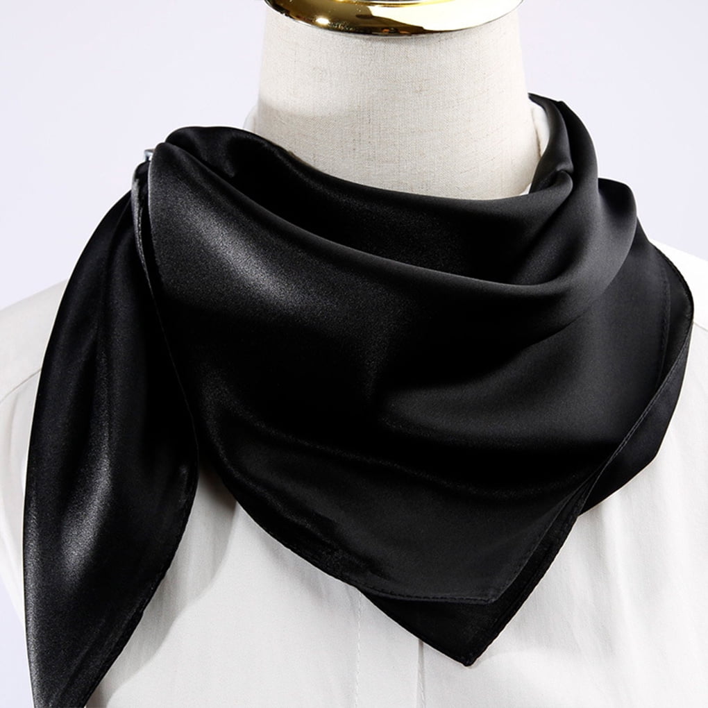 Foulard En Soie/satin Noir Pour Femme - Carré Polyvalent - Bandana, Tour De Cou, Accessoire Sac - Élégant Et Tendance - 4