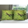 thumbnail image 6 of Ambesonne Fox Throw Pillow Cover 4 Pack, Jumping Animal Fresh Grass, 16", Green Brown, 6 of 7