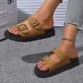 thumbnail image 7 of Womens Flat Sandals Cork Footbed Slides 2 Straps Adjustable Buckle Slip On Summer with Comfort Shoes, 7 of 7
