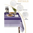 thumbnail image 2 of Purple Ombre Stripe Table Cloth, Farmhouse Striped Gradient Waterproof Tablecloth for Rectangle Tables, Reusable Washable Fabric Table Cover for Restaurant Kitchen Dining Tables 60"x84", 2 of 6