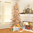 thumbnail image 3 of Topbuy 7.5 FT Pre-lit Artificial Christmas Tree Snow-flocked Hinged Xmas Tree with 350 Warm White Lights 1107 Mixed Branch Tips, 3 of 9