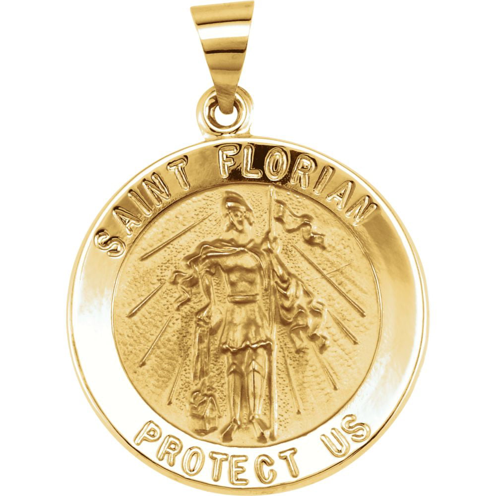 Florian Medal in 14k White Gold Hollow Round St