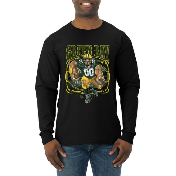 Wild Bobby, Green Bay Fan | GB Fantasy Football ,Sports, Men Long Sleeve Shirt, Black, Small