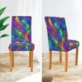 thumbnail image 3 of Yayeee 4 Pack Dining Chair Covers Stretch Parson Chairs Slipcovers Seat Protector, Vibrant Stained Glass Pattern, 3 of 6