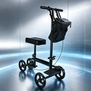 Arshin All Terrain Knee Scooter,Foldable Knee Walker for Foot Injuries,Adult Knee Scooter with 8" Wheels,Compact Crutches Alternative,Black