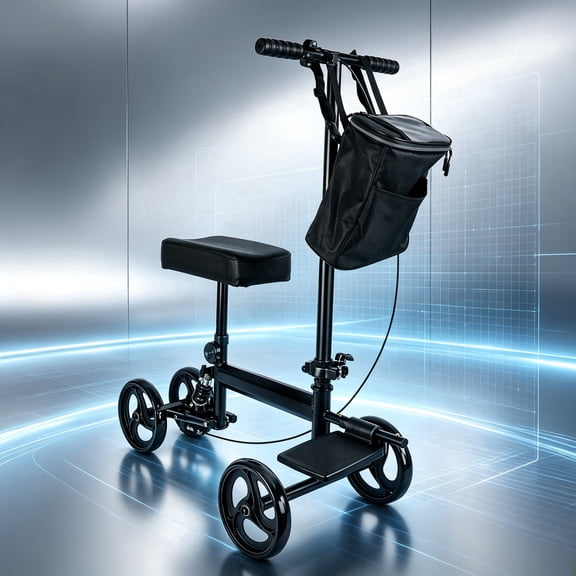 Arshin All Terrain Knee Scooter,Foldable Knee Walker for Foot Injuries,Adult Knee Scooter with 8" Wheels,Compact Crutches Alternative,Black
