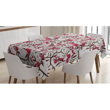 

Red and Brown Tablecloth Floral Blooming Branches with Fresh Flowers Spring Garden Stars Rectangular Table Cover for Dining Room Kitchen 60 X 90 Inches Dark Coral Dark Brown by Ambesonne