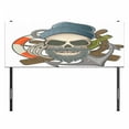 thumbnail image 3 of Skull Headboard, Illustration of Sailor Old Skull with Beard Mascot Nautical Theme Skeleton Life, Upholstered Decorative Metal Bed Headboard with Memory Foam, Full Size, Multicolor, by Ambesonne, 3 of 4