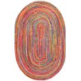 thumbnail image 3 of Safavieh Cape Cod Collection CAP202A Handmade Boho Braided Jute & Cotton Area Rug, 5' x 8' Oval, Red / Multi, 3 of 4