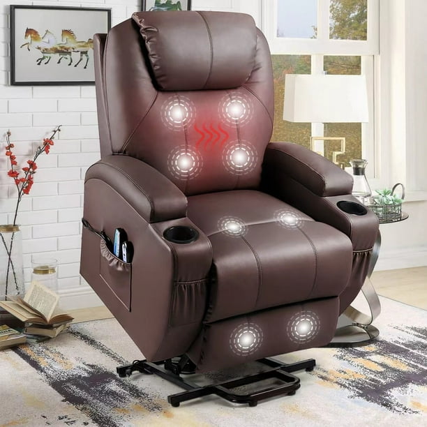 Lacoo Power Lift Recliner With Massage, Faux Leather Reclining Heated Massage Chair