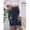 Navy Blue, variant on Blue High Waist Ripped Denim Midi Skirt With Fringe Hem