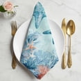 thumbnail image 2 of Coastal Starfish Blue Cloth Napkins, Summer Beach Nautical Coral Washable and Reusable Dinner Napkins Set of 6, Table Napkin for Kitchen Party Birthday Wedding Hotel Housewarming 20"x20", 2 of 9