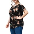 thumbnail image 4 of a.Jesdani Womens Plus Size Tunic Tops Short Sleeve Casual Floral Henley Shirts m-4x, 4 of 11