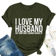 thumbnail image 2 of Camiseta del alfabeto para mujer, camiseta holgada de manga corta con cuello redondo y estampado de letras I LOVE MY HUSBAND para mujer, 2 of 5