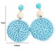 thumbnail image 2 of Pendientes redondos de rafia Boho para mujer, pendientes colgantes redondos de rafia individuales - joyería de resort de playa de verano, 2 of 5