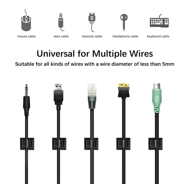 ZheElen 40pcs Plastic Efficient Cable Management With Durable Cable Organizer Clip Cable Clip Organization black 1Set