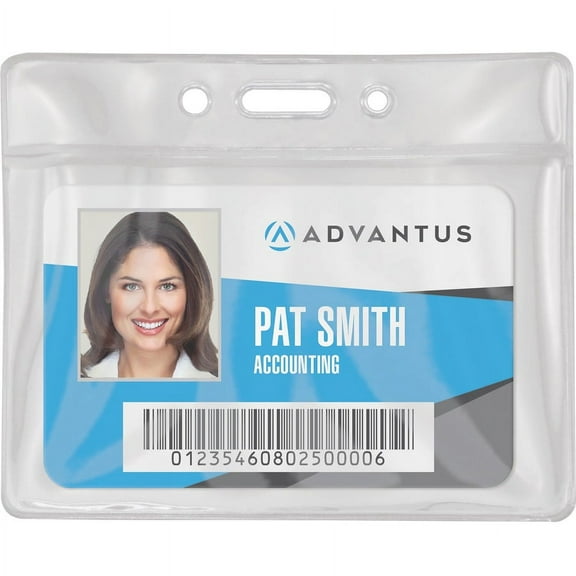 Advantus Vinyl ID Badge Holders - Support 3.50" x 2.50" Media - Horizontal - Vinyl - 50 / Pack - Clear | Bundle of 2 Packs