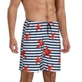 thumbnail image 2 of Kdxio Starfish Navy Blue Stripe Print Mens Sleep Shorts Bottoms Soft Comfy Pajama Wear Pants with Drawstring Pockets, 2 of 7