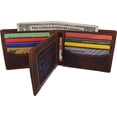 thumbnail image 2 of MARSHAL Personalized Date Men's RFID Blocking Genuine Leather Bifold Multi-Card Center Flap Wallet RHU Brown, 2 of 6