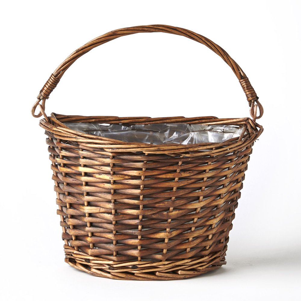 Hanging Wicker Wall Basket with Plastic Liner for Indoor Display