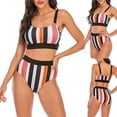 thumbnail image 3 of Huowey Women Bikini Plus Size Swimsuit Striped Sexy Backless Beach Vacation New Plus Size Swimwear Beach Vacation Swim Wear Honeymoon Cruise Trendy Wear, 3 of 6