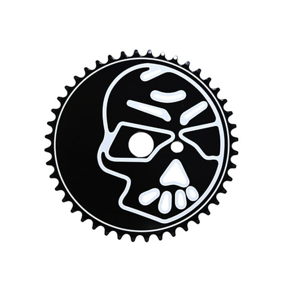 Lowrider Steel Bicycle Sprocket Skull 1/2X1/8X44T Black/WH. Bike Part, Bicycle Part, Bike Accessory, Bicycle Accessory