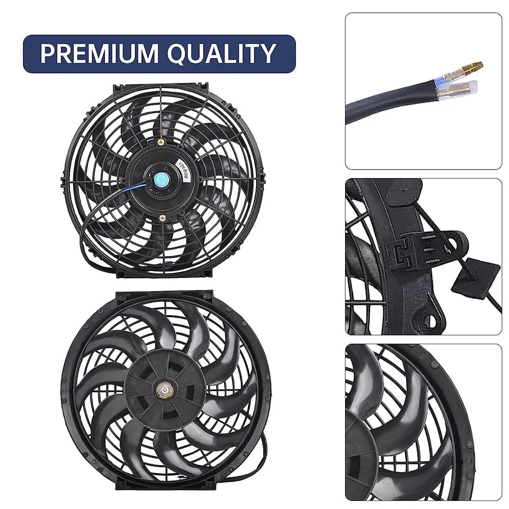 SPEEDWOW 14 Inch Radiator Cooling Fans, High Performance 12V 160W Cooling Fan Universal Slim Pull Push Electric Fan Mount Kit - Black