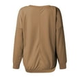 thumbnail image 6 of Kagetolytai Womens Tops Womens Casual V Neck Sweatshirt Loose Soft Long Sleeve Pullover Tops Solid Shirts With Side Pockets Plus Size Tops for Women Brown 2XL, 6 of 7
