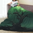 thumbnail image 6 of Honeii Green Night Sky Moon Branches Print Fleece Blanket - Throw Blanket for Bed, Sofa, Couch, Camping, and Travel , Microplush Ultra Soft Warm Blanket-60"x50", 6 of 7