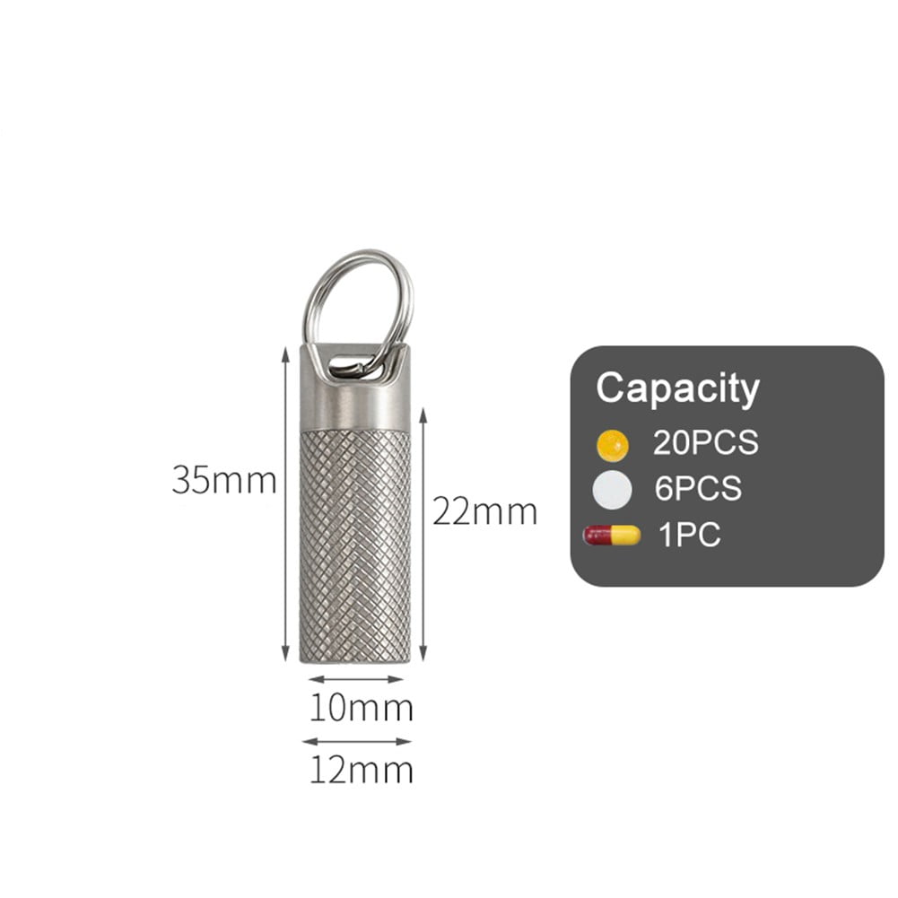 CIELO - Slim, Stainless Steel Single Chamber Keychain Pill Holder