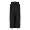 thumbnail image 4 of BLVB Capri Pants for Women Casual Summer Drawstring Elastic High Waist Cotton Linen Capris Straight Leg Cropped Trouser with Pockets, 4 of 6