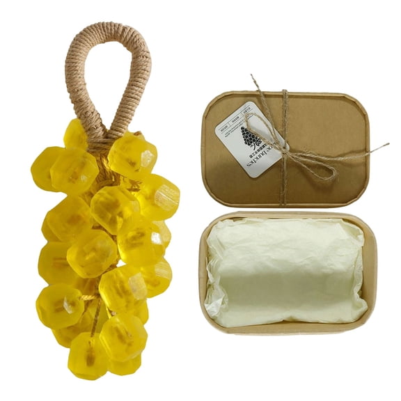 GiLiling Grape Soap on a Rope, Handmade Grapes Cluster Shaped Soap for Shower, Hanging Body Soap for Kitchens or Bathrooms, DIY Home Decor with Air Freshening Properties