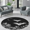 thumbnail image 1 of LaModaHome Rounded Rug Gothic Bats DesignNon-Slip Rug Washable Mat Child Stain Resistant Living Room Kitchen Carpet 3.9X3.9ft(120X120cm), 1 of 4