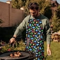 thumbnail image 4 of Colorful Cartoon Dinosaurs with ColorBlocks Apron-Garden Aprons for Women with Pockets-Cotton Linen Waterproof Kitchen Cooking Gardening Aprons Adjustable for Kitchen,Cooking,BBQ and Salon 33x27 Inch, 4 of 7