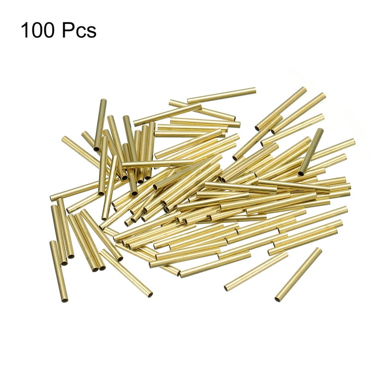 100pc 2x1.2mm Brass Crimp Beads, Gold