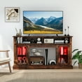 thumbnail image 2 of Gymax TV Stand w/LED Lights & Remote Control Storage Cabinets & Adjustable Shelves Brown, 2 of 10