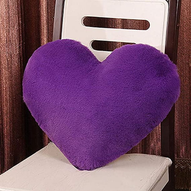 Zhuge Almohada decorativa con forma de corazón con relleno de piel de conejo sintética suave para niños, niñas, amigos y San Valentín (16 x 20 pulgadas, morado)