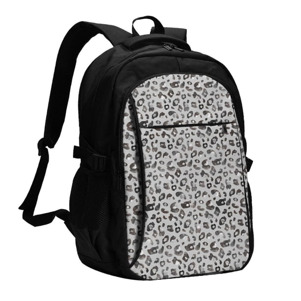 Balery Wild Animal Leopard Print Mochila con carga USB para hombre y mujer - Mochila impermeable y antirrobo para laptop con puerto USB para viajes, trabajo