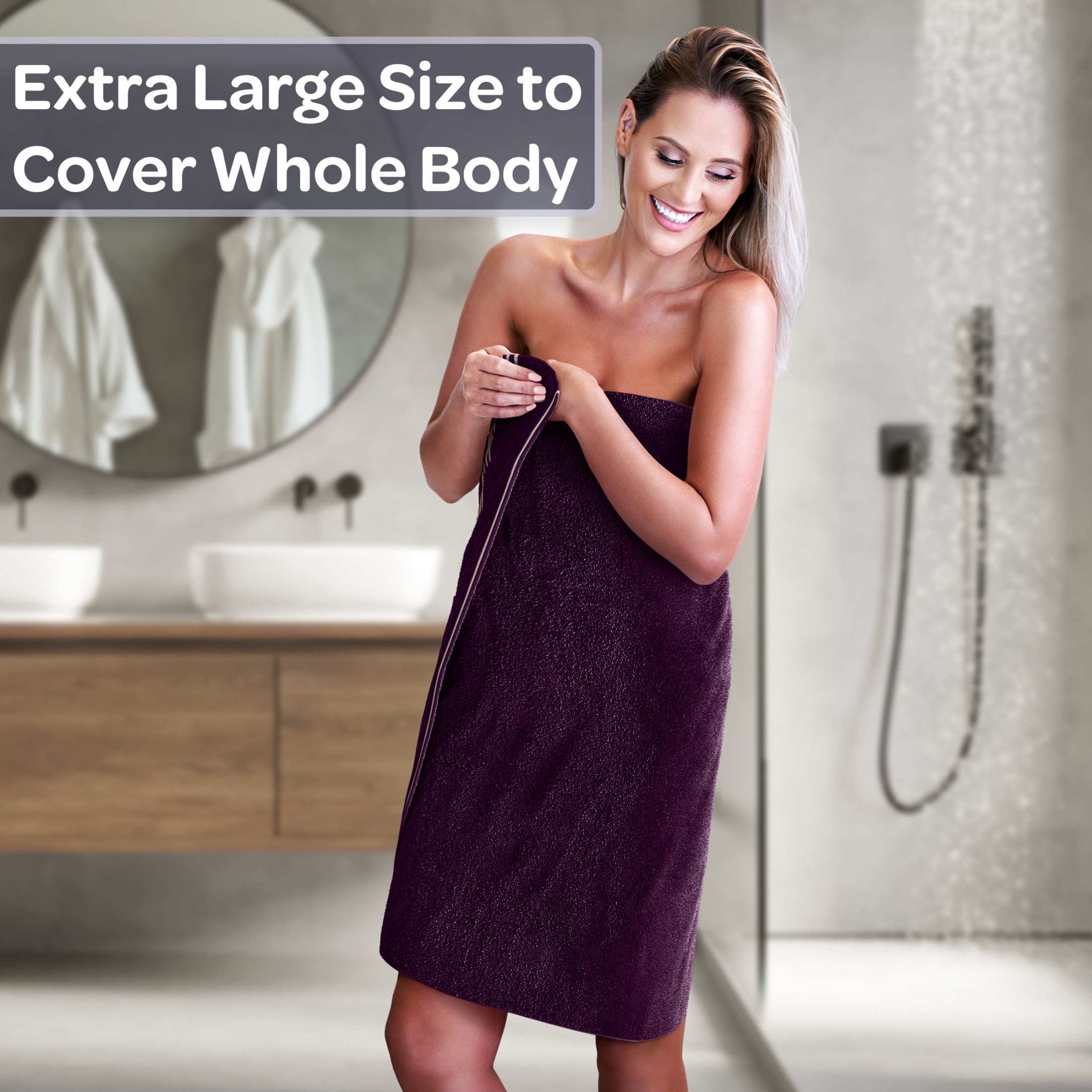 Lavish Home 35x70in Bath Towels - 2PC Quick Dry Cotton Towel Set (Purple)