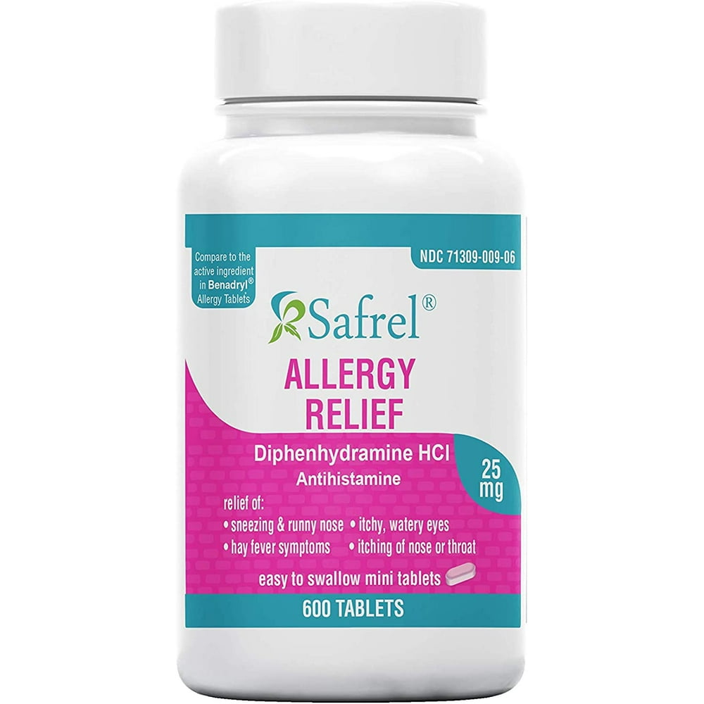 Safrel Allergy Relief Medicine Antihistamine Diphenhydramine HCl 25