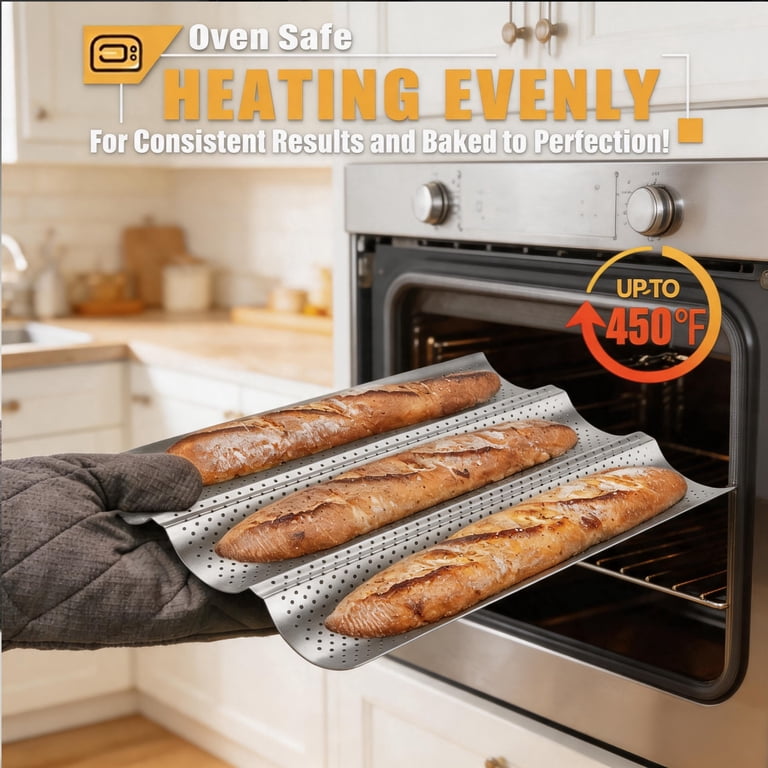 Kitessensu Perforated Baguette Pan, 3 Loaves 15" x 9" photo 6