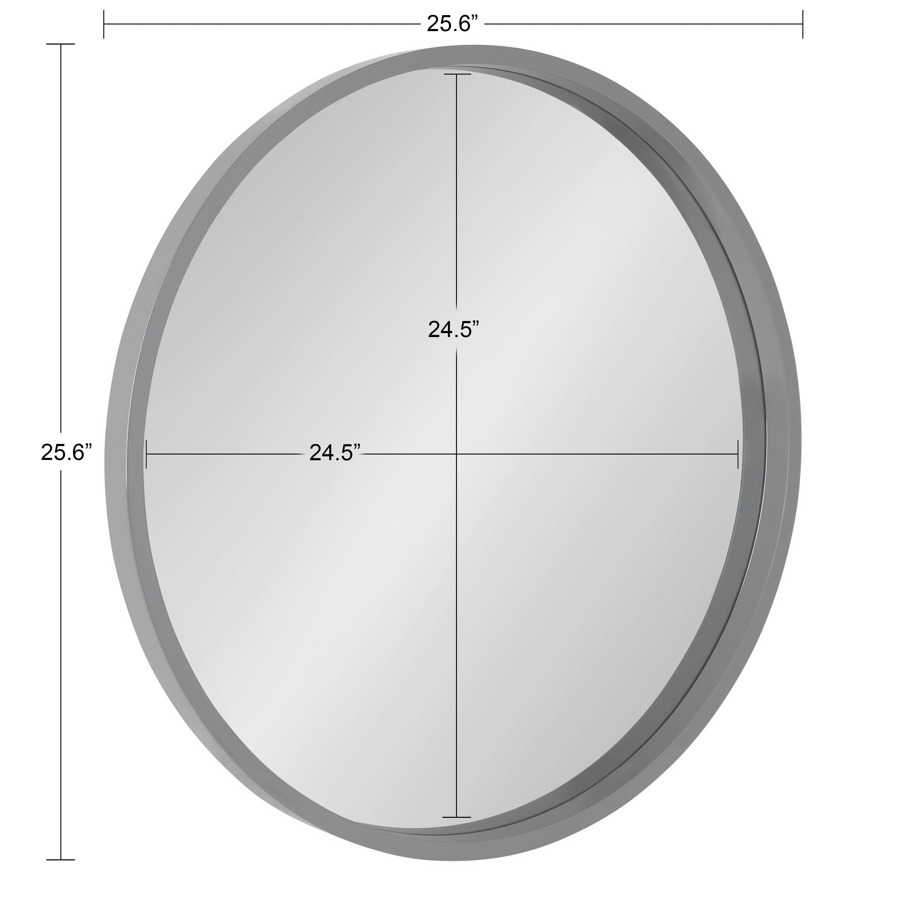 Kate and Laurel Travis Round Wood Wall Mirror, 25.6" Diameter, Gray, Modern Wall Décor Accent