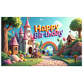 thumbnail image 2 of Happy Birthday Fantasy Castle Backdrop for Party Celebration Indoor Outdoor Decoration Photo Booth Background Banner Rainbow Fairy Tale Theme, 2 of 4