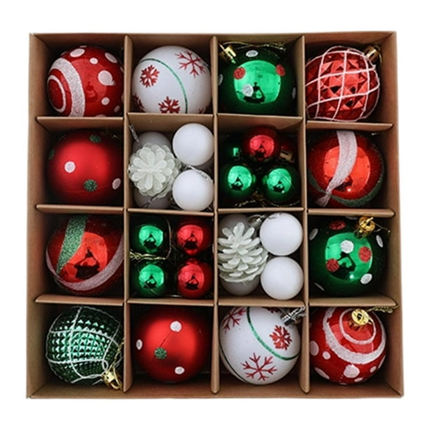Adorno navideño de bola, irrompible, decoración para el hogar, accesorios para fotos, colgante navideño Rojo Verde Blanco