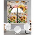 thumbnail image 2 of Vintage Sunflower Swag Kitchen Curtains Sets for Windows 24 Inch Length, Spring Summer Botanical Floral Rustic Short Window Curtain Panels Swags Valances and Tiers 3 Piece Set for Cafe/Dining Room, 2 of 5